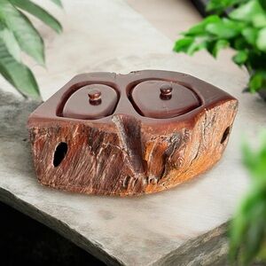 Spancraft Hand Made Two Drawer Pine Log Trinket Box